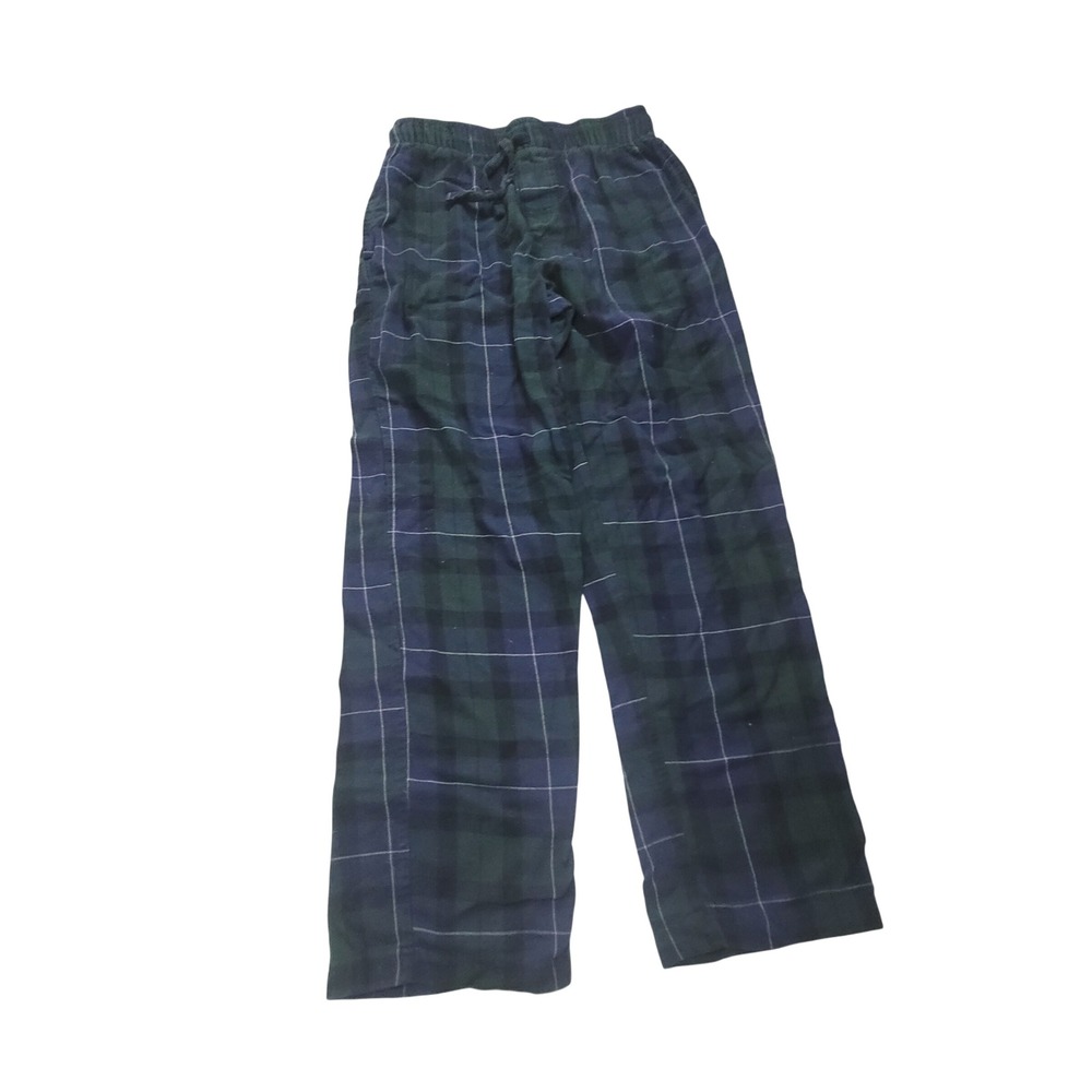 Falls Creek Sleepwear Green Blue Plaid Pajama Pants Small Checkered